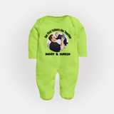 Custom Baby Full Body Suit Best Buddies for Life - LIME GREEN - New Born (Chest 7.5")