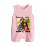 Personalized Infant Button Romper Our First Father’s Day Together - BABY PINK - New Born (Chest 18")