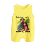 Personalized Infant Button Romper Our First Father’s Day Together - PASTEL YELLOW - New Born (Chest 18")
