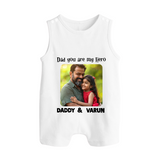 Personalized Infant Button Romper Our First Father’s Day Together - WHITE - New Born (Chest 18")