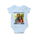 Personalized Infant Romper – Our First Father’s Day Together Onesie - BABY BLUE - New Born (Chest 14")