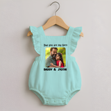 Personalized Infant Romper Frock Our First Father’s Day Together - MINT GREEN - 0 - 3 Months Old (Chest 19")