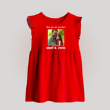 Personalized Infant Baby Frock Our First Father’s Day Together - RED - 0 - 3 Months Old (Chest 17")