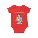 Custom Baby Romper – Happy Father’s Day Daddy Onesie - RED - New Born (Chest 14")