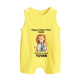 Personalized Infant Button Romper My Daddy Is Awesome - PASTEL YELLOW - New Born (Chest 18")