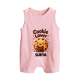 Cookie Lover Cute Foodie Button Romper - BABY PINK - New Born (Chest 18")