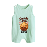 Cookie Lover Cute Foodie Button Romper - MINT GREEN - New Born (Chest 18")