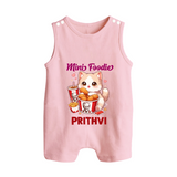 Mini Foodie Cat Lover Button Romper - BABY PINK - New Born (Chest 18")