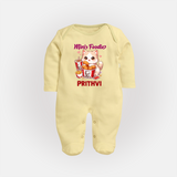 Mini Foodie Cat Lover Full body suit - PASTEL YELLOW - New Born (Chest 7.5")