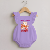Mini Foodie Cat Lover Romper Frock - LILAC - 0 - 3 Months Old (Chest 19")