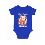 Mini Foodie Cat Lover Romper - COBALT BLUE - New Born (Chest 14")