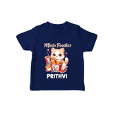 Mini Foodie Cat Lover Tshirt - NAVY BLUE - 0-5 Months Old (Chest 17")