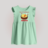 Born To Eat Biryani Baby Frock - MINT GREEN - 0 - 3 Months Old (Chest 17")