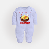 Born To Eat Biryani Full body suit - BABY BLUE - New Born (Chest 7.5")