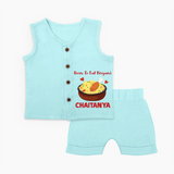 Born To Eat Biryani Jabla Set - BABY BLUE - 0 - 3 Months Old (Chest 9.8")