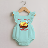 Born To Eat Biryani Romper Frock - MINT GREEN - 0 - 3 Months Old (Chest 19")