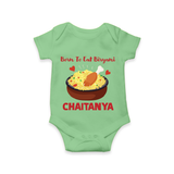 Born To Eat Biryani Romper - GREEN - New Born (Chest 14")
