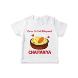 Born To Eat Biryani Tshirt - WHITE - 0-5 Months Old (Chest 17")