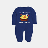 Born To Eat Biryani Full body suit - NAVY BLUE - New Born (Chest 7.5")