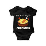 Born To Eat Biryani Romper - BLACK - New Born (Chest 14")