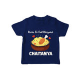 Born To Eat Biryani Tshirt - NAVY BLUE - 0-5 Months Old (Chest 17")