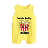 Movie Buddy Popcorn Button Romper - PASTEL YELLOW - New Born (Chest 18")