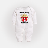 Movie Buddy Popcorn Full body suit - WHITE - New Born (Chest 7.5")
