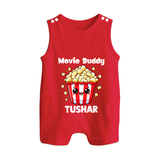 Movie Buddy Popcorn Button Romper - RED - New Born (Chest 18")