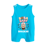 Boba Baby Drink Lover Button Romper - SKY BLUE - New Born (Chest 18")