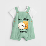 Just Idling South Indian Food Dungaree - MINT GREEN - 0 - 5 Months Old (Chest 18")