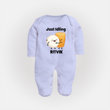Just Idling South Indian Food Full body suit - BABY BLUE - New Born (Chest 7.5")