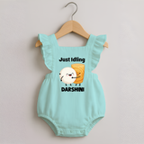Just Idling South Indian Food Romper Frock - MINT GREEN - 0 - 3 Months Old (Chest 19")