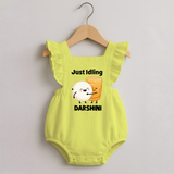 Just Idling South Indian Food Romper Frock - PASTEL YELLOW - 0 - 3 Months Old (Chest 19")