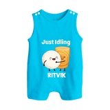 Just Idling South Indian Food Button Romper - SKY BLUE - New Born (Chest 18")