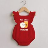 Just Idling South Indian Food Romper Frock - RED - 0 - 3 Months Old (Chest 19")