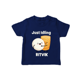 Just Idling South Indian Food Tshirt - NAVY BLUE - 0-5 Months Old (Chest 17")