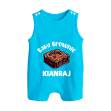 Baby Brownie Dessert Lover Button Romper - SKY BLUE - New Born (Chest 18")
