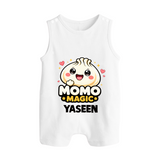 Momo Magic Dumpling Lover Button Romper - WHITE - New Born (Chest 18")