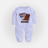 Choco Holic Chocolate Lover Full body suit - BABY BLUE - New Born (Chest 7.5")