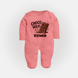 Choco Holic Chocolate Lover Full body suit - PEACH - New Born (Chest 7.5")