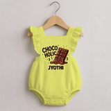 Choco Holic Chocolate Lover Romper Frock - PASTEL YELLOW - 0 - 3 Months Old (Chest 19")