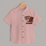 Choco Holic Chocolate Lover Shirt - PEACH - 0 - 6 Months Old (Chest 23")
