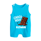 Choco Holic Chocolate Lover Button Romper - SKY BLUE - New Born (Chest 18")