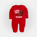 Choco Holic Chocolate Lover Full body suit - RED - New Born (Chest 7.5")