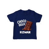 Choco Holic Chocolate Lover Tshirt - NAVY BLUE - 0-5 Months Old (Chest 17")