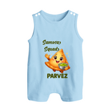Samosa Squad Foodie Button Romper - BABY BLUE - New Born (Chest 18")