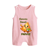 Samosa Squad Foodie Button Romper - BABY PINK - New Born (Chest 18")