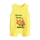 Samosa Squad Foodie Button Romper - PASTEL YELLOW - New Born (Chest 18")