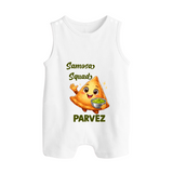 Samosa Squad Foodie Button Romper - WHITE - New Born (Chest 18")