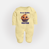 Sweet Muffin Personalized Full body suit - PASTEL YELLOW - New Born (Chest 7.5")